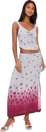 Free People Of The Season Midi Skirt Set Womens Dress Dusty Blue Combo : LG (Womens 12-14), Rayon
