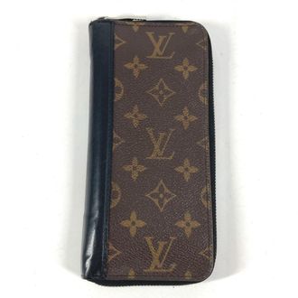 Louis Vuitton Monogram Macassar Black Brown Long Wallet (Bi-Fold) (Pre-Owned)