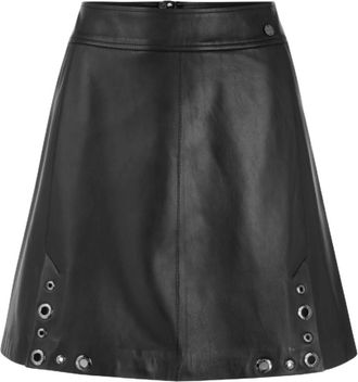 Marc Cain Minifalda de Piel con Detalles de Tachuelas - Skirts - Mujer - Negro - S