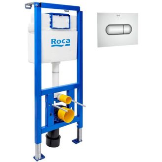 Roca Bastidor De Soporte De Wc Suspendido, Instalaci&oacute;n De Tabique Ligero, 112 Cm De Altura, Cisterna De 2/4-6 L + Placa Cromada (rog0