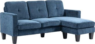 HOMCOM Sof&aacute; esquinero 186x130x84 cm azul