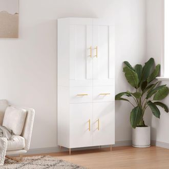 vidaXL Vidaxl - Aparador Alto Madera Contrachapada Blanco 69,5x34x180 Cm