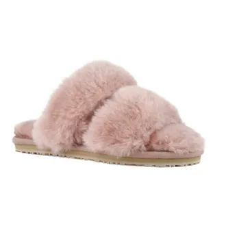 Mou Womens 2 Stripes Sheepskin Fur Slipper In Antic Rose