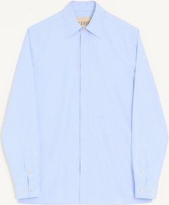 Valentino Camicia Valentino in cotone fil a fil con ricamo VLogo Uomo CELESTE 38