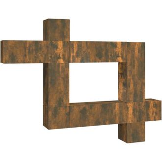 vidaXL 10 Piece TV Cabinet Set Smoked Oak Engineered Wood vidaXL