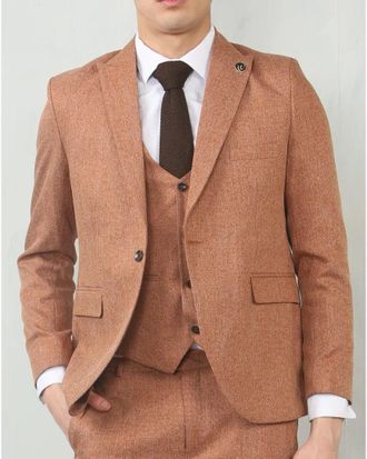 TruClothing 3 Piece Suit Tailored Fit Wedding Prom Formal Textured