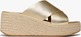 FitFlop Womens FitFlop PLATFFORMS ESPADRILLES Womens Mules Sandals Platino - Gold - Size: 5