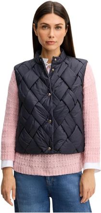 Joop Gewatteerd Vest met Gevlochten Voorkant - Dames - Bodywarmers - Blauw - XL - Leer - Jassen