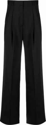 Les Hommes Wijde Broek - Dames - Wijde Broeken - Zwart - XL - Wol - Broeken