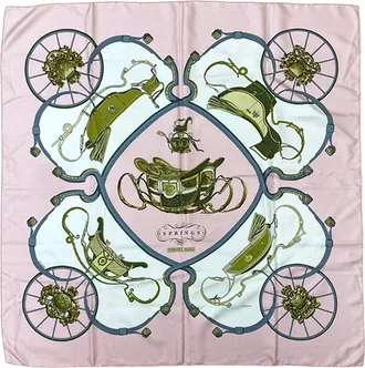 Herm&egrave;s Pre-owned Womens Springs Silk Scarf 90 - Light Pink Textile - One Size