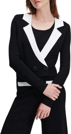 Karl Lagerfeld Cropped Tailored Cardigan - Dames - Vesten - Zwart - M - Leer - Truien & Vesten
