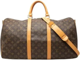 Louis Vuitton Vintage, unisex, Bruin, ONE Size, Leer, Pre-owned Keepall Bandouliere Monogram Boston Bag