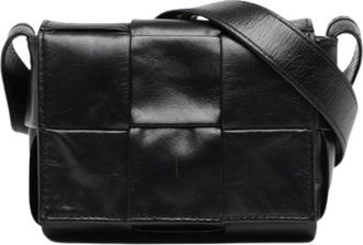 Bottega Veneta Pre-owned Woven Crossbody Bag - Dames - Vintage Schoudertas - Zwart - ONE Size - Leer - Vintage