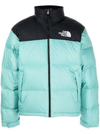 The North Face embroidered-logo padded jacket - Blue