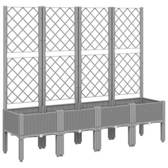 Berkfield Home Garden Planter with Trellis Light Grey 160x40x142 cm PP | Size: 160 x 40 x 142 cm