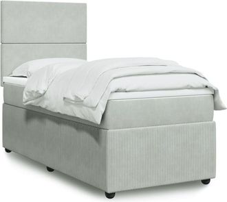 vidaXL Cama Box Spring Con Colch&oacute;n Terciopelo Gris Claro 90x190 Cm Vidaxl
