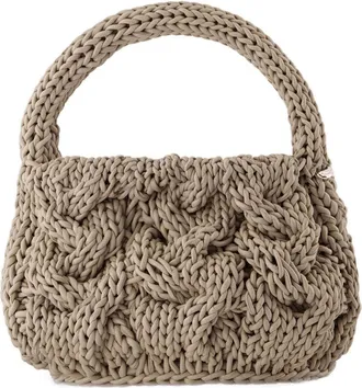 J.W.Anderson Unisex Cable-Knit Leather Crossbody Bag Gray