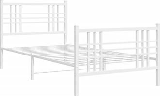 vidaXL Estructura cama sin colchón con estribo metal blanco 100x190 cm Vidaxl