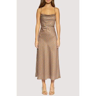 Lost + Wander Nights In Capri Low Back Midi Dress in Brown-Multi at Nordstrom, Size X-Small