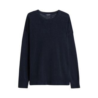 Max Mara Maglia in filato di lino - Dames - Ronde hals truien - Blauw - M - Linnen - Truien & Vesten
