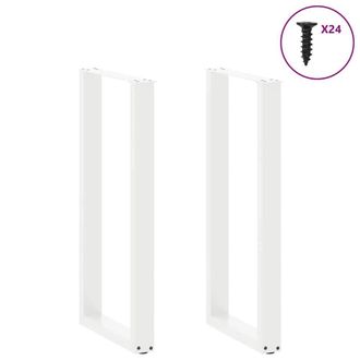 Berkfield Home Modern Coffee Table Legs U-Shaped 2 pcs White 50x(100-101) cm Steel