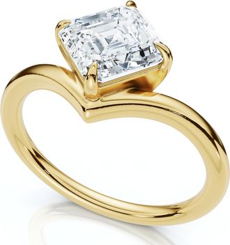 Pompeii3 1Ct V Asscher Cut Diamond Engagement Ring 14k Gold or Platinum Lab Grown EF/VS