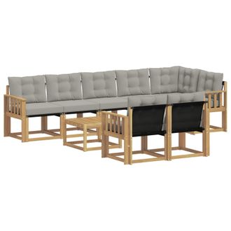 vidaXL Conjunto De Sof&aacute;s De Exterior 9 Pcs Blanco Y Gris Claro Vidaxl