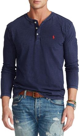 Polo Ralph Lauren Big & Tall Slub Jersey Henley Shirt in Cruise Navy at Nordstrom, Size 4X Big