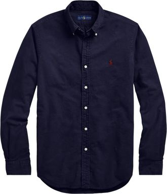 Polo Ralph Lauren Geborduurd overhemd met knoopsluiting - Heren - Casual Overhemden - Blauw - L - Katoen - Overhemden