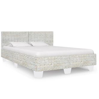 Berkfield Home Bed Frame Grey Natural Rattan 140x200 cm