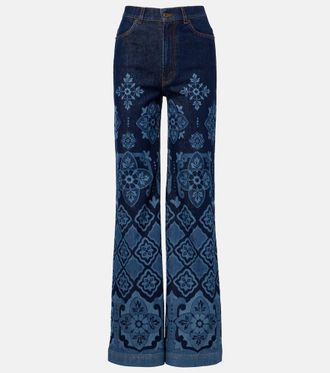 La DoubleJ Partenope printed high-rise flared jeans