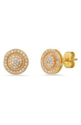 HMY Jewelry Round Pave Simulated Diamond Stud Earrings in Yellow at Nordstrom Rack