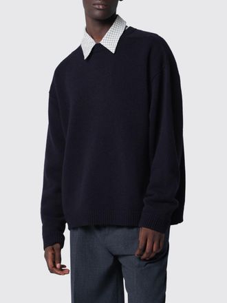 STUDIO NICHOLSON Relaxed Fit Lambswool Crewneck Jumper with Dropped Shoulders