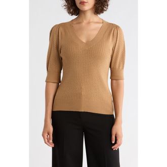 Daniel Rainn Pointelle Stitch Sweater in Apple Cinnamon at Nordstrom Rack, Size X-Small
