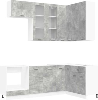 vidaXL Unidad De Cocina Lyon 8 Uds. Gris Hormig&oacute;n Madera De Ingenier&iacute;a Vidaxl
