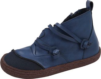 Generic Round Womens Keep Boots For Women Warm Toe Boots Cowboy Shoes womens boots Original Short Rain Boot (Blue, 4.5)