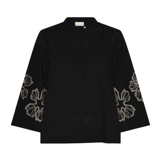 Julie Fagerholt - Heartmade Hmmeilo Blouse - Dames - Blouses & Shirts - Zwart - Maat: XS Katoen