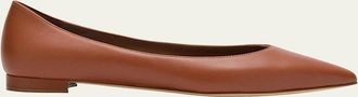 Manolo Blahnik Gala Lambskin Point-Toe Ballerina Flats