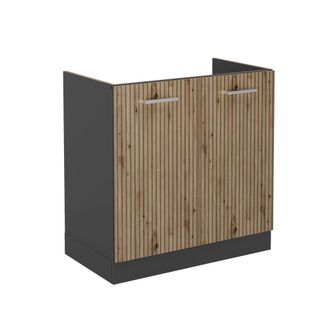 Vicco Armario Bajo Para Fregadero R-line, Roble Artesanal, 80 Cm Sin Encimera