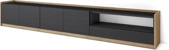 Skraut Home Skraut Home - Mueble Tv, Televisi&oacute;n, 310x37x50cm, Para Tv Hasta 80, Negro Y Roble
