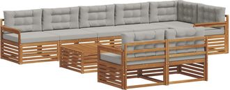 vidaXL Conjunto De Sof&aacute;s De Exterior 9 Uds. Gris Natural Y Claro Vidaxl