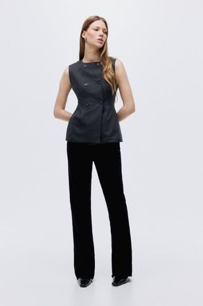 H&M Double-breasted Waistcoat in Dark Gray Melange at Nordstrom, Size X-Small