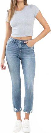Flying Monkey Soundness High Rise Distressed Crop Slim Straight Jeans In Blue