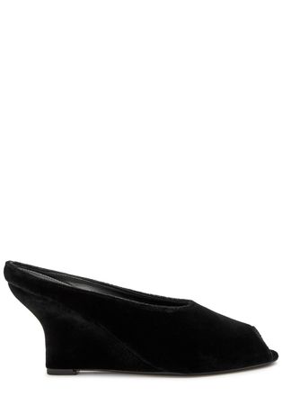 Toteme 85 Peep-toe Velvet Mules - Black - 39 (IT39 / UK6)