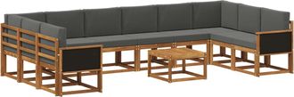 vidaXL Conjunto De Sof&aacute;s De Exterior 11 Uds. Natural Y Antracita Vidaxl