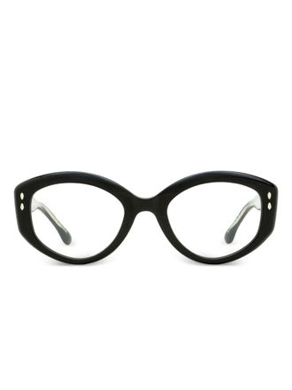 Isabel Marant rivet-detail oval-frame glasses - women - Plastic - One Size - Black