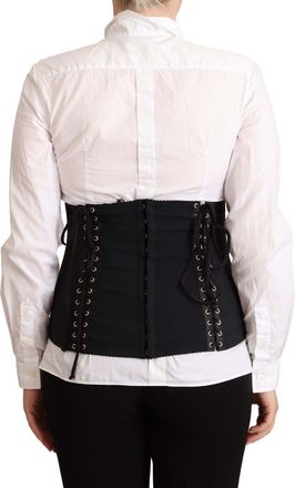 Dolce & Gabbana Womens Black Corset Belt Stretch Waist Strap Top Nylon Elastane