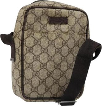 Gucci Pre-owned Vintage GG Canvas Shoulder Bag - Dames - Vintage Schoudertas - Bruin - ONE Size - Leer - Vintage