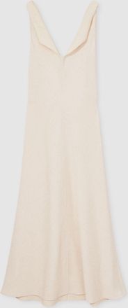 Reiss Womens Cream Textured Drape Neck Midi Dress, Size: 10