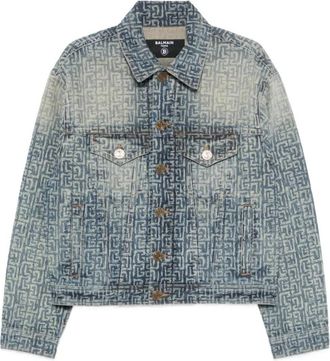 Balmain Monogram Denim Jacket - Heren - Spijkerjassen - Blauw - XL - Denim - Jassen